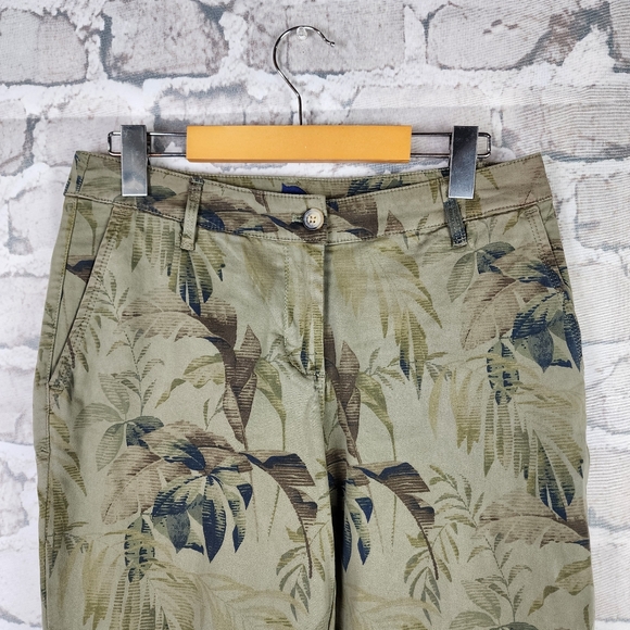 Tommy Bahama Don't Leaf Me Now Boracay Slim Boyfriend Pants Olive Size 4 - Picture 5 of 16